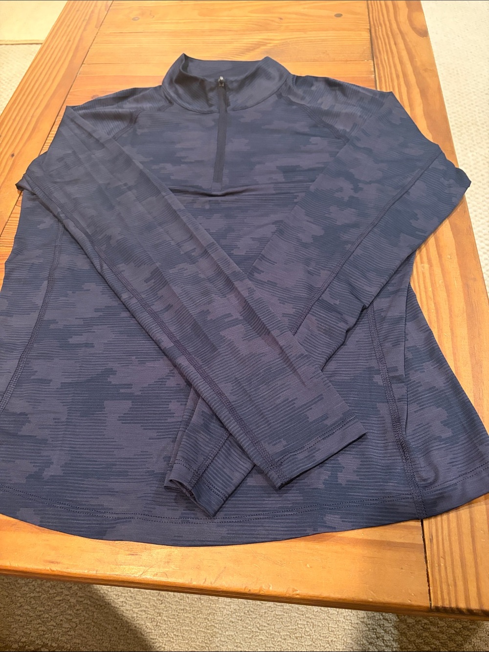 Puma Ladies Navy Camo-Texture Quarter-Zip Pullover